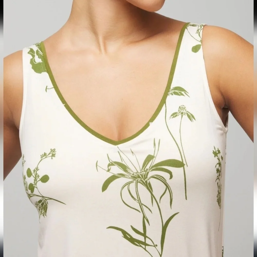 Soma Cream and Green Floral Chemise